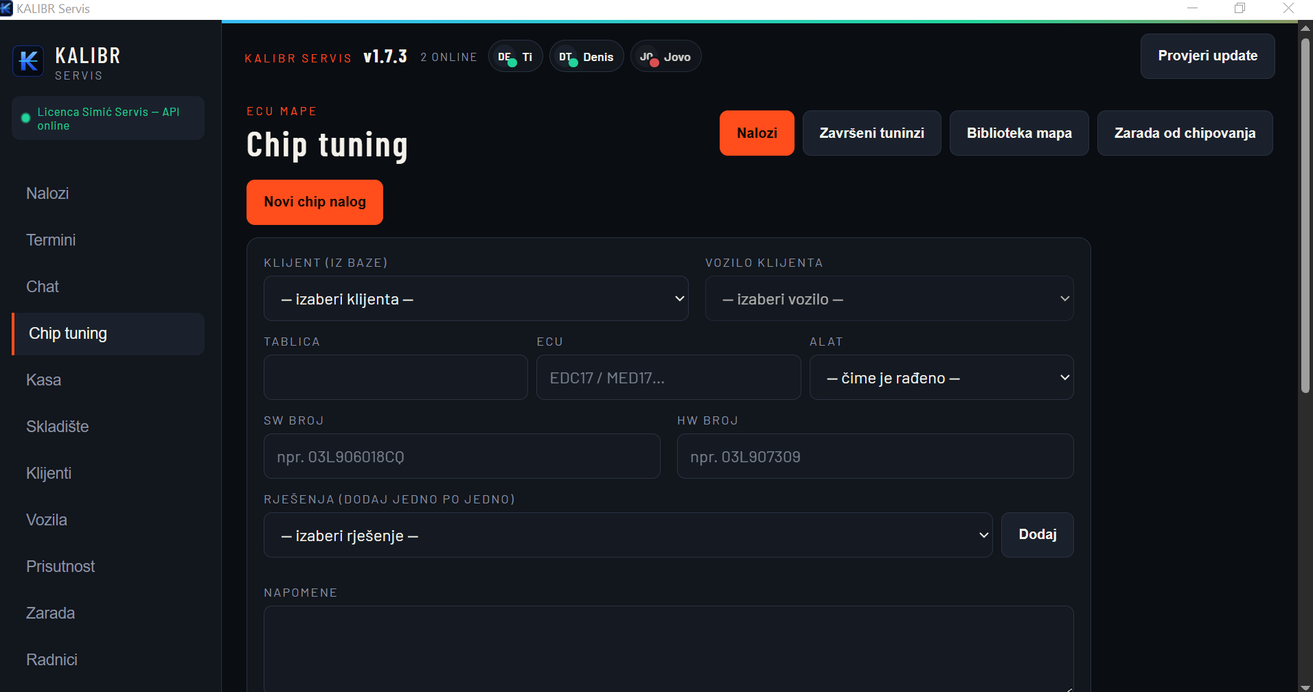 KALIBR — čip tuning modul s ORI i MOD fajlovima